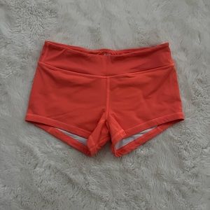 KFT brand spandex workout shorty shorts-bright orange